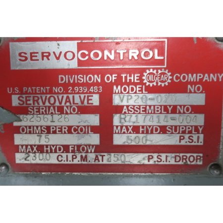 Oilgear Hydraulic Servo Valve VP20-020 R717414-004